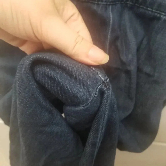 Zara Woman Premium Denim Wide  Leg Dark Wash Raw Hem Cropped Overalls M - Picture 12 of 14